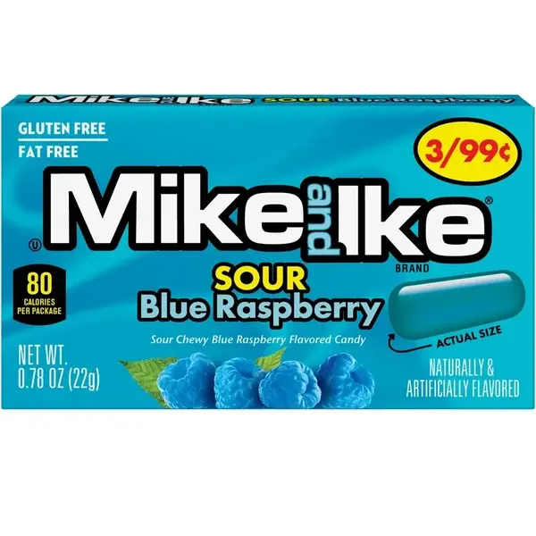 Mike And Ike Sour Blue Raspberry 22gram UITVERKOCHT